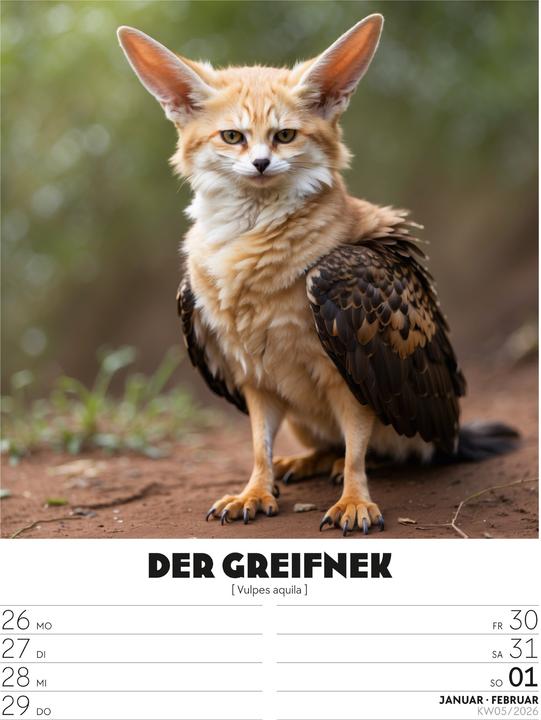 Immagine prodotto Verrücktes Tierleben - Wochenplaner mit KI-Bildern Kalender 2026 (25 x 33 cm, Tedesco)