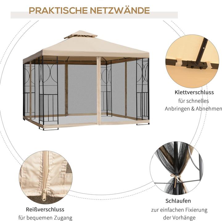 Immagine prodotto Outsunny Padiglione con zanzariera (300 cm, 300 cm)