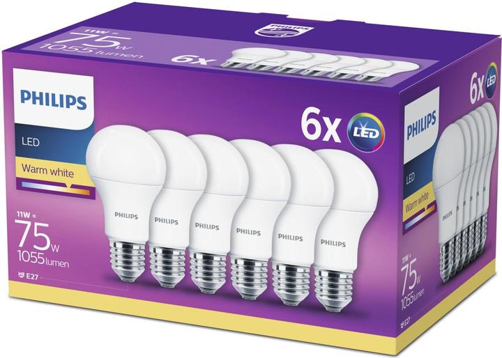 Produktbild Philips LED (E27, 11 W, 1055 lm, 6 x, F)