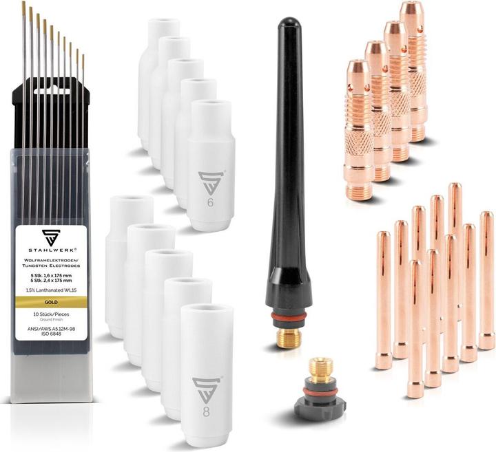 Produktbild Stahlwerk WP26 WIG Verschleissteile Set 36tlg Schweisszubehör für WP SR 17 18 26