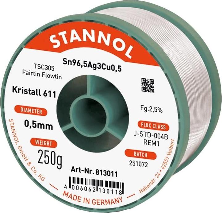 Produktbild Stannol Lötdraht 611 2,5% Ø 0,5 (Lötzinn)