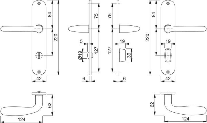 Actual product image Hoppe Long escutcheon fitting Cardiff E1850Z/302 Stainless steel F69 SK/OL 78 mm DIN left / right (Door handle)