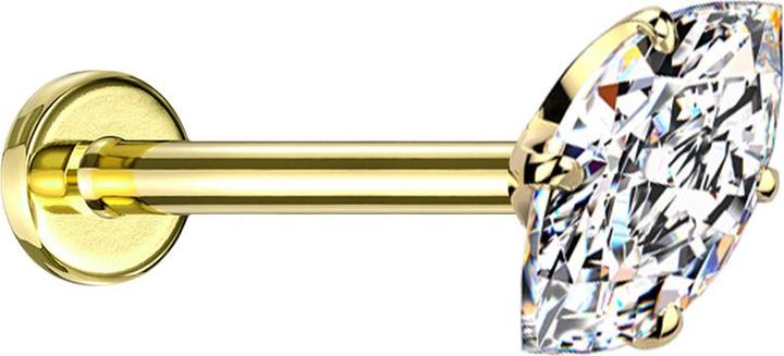 Produktbild Star Piercing Micro Threadless Labret vergoldet mit Oval Kristall silber gefasst (ohne Messing, Titan G23)