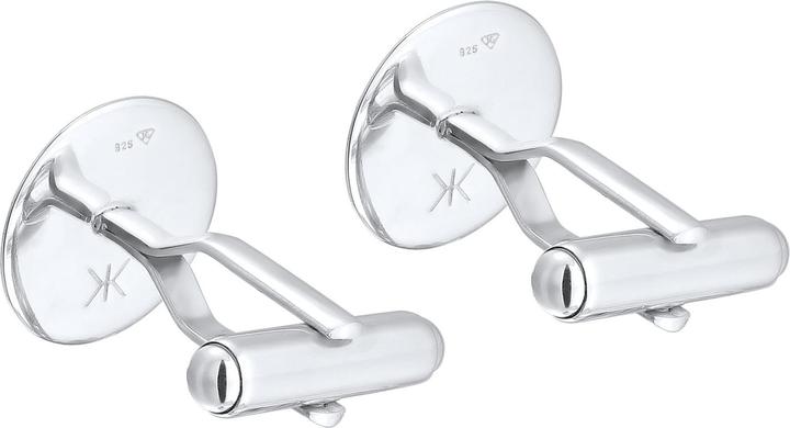 Actual product image Kuzzoi Cufflink Basic Round Classic Geo Enamel Blue 925 Silver (925 sterling silver, Enamel, No gemstone)