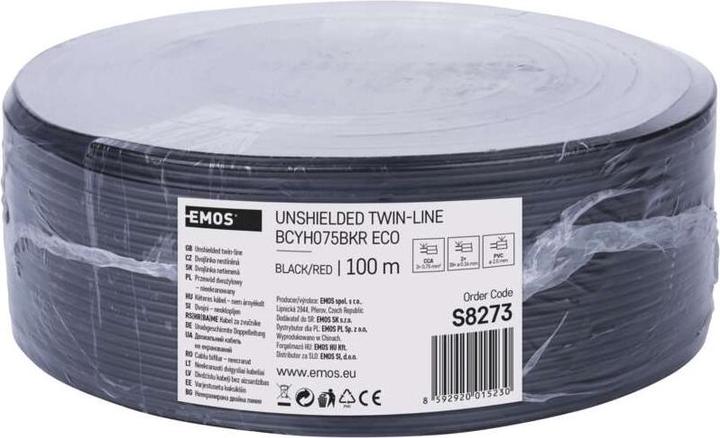 Produktbild Emos Twisted-Pair-Kabel ECO 2x0,75mm, schwarz-rot, 100m (100 m, 0.75 mm²)