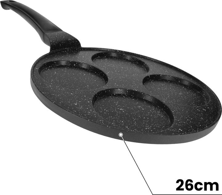 Image du produit Cheffinger Poêle à crêpes 26 cm pour 4 personnes Revêtue de marbre avec poignée ergonomique (26 cm, Poêle à crêpe)