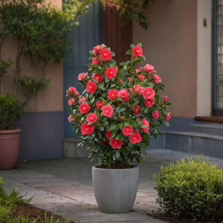 Image du produit Plant in a Box Camellia japonica Lady Campbell - Rose du Japon (50 cm)