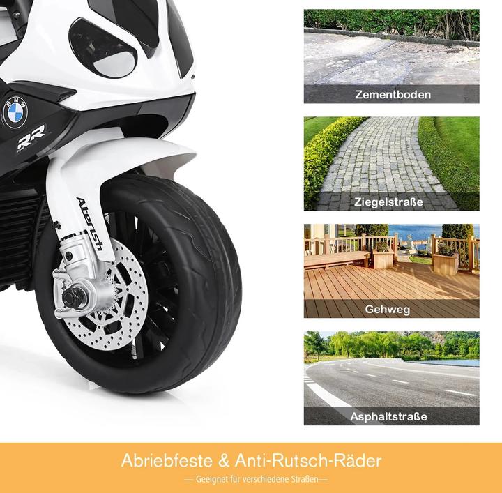 Image du produit Homcom Kinder Elektro Motorrad mit Licht- und Soundeffekte BMW S1000 RR Weiss (6 V)