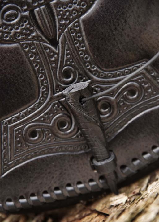 Actual product image Battle Merchant Belt pouch with Thorshammer embossed leather black