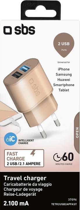 Produktbild SBS Reiseladegerät mit 2100 mAh - Gold Collection (10 W)