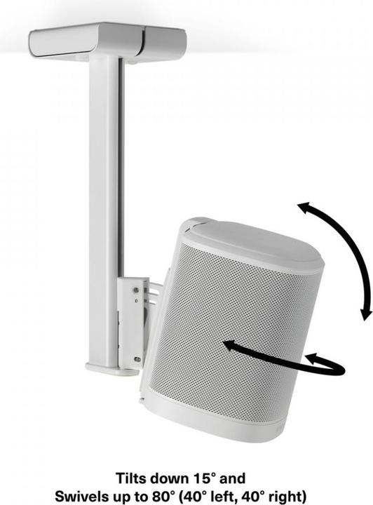 Image du produit Flexson Support de plafond pour Sonos One & PLAY:1 (1 pièce, Installation murale, Pivotant, Inclinable)