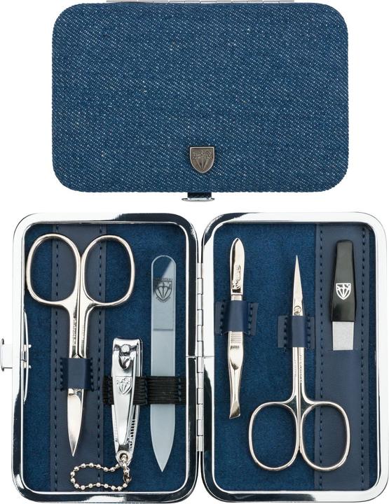 Image du produit Kellermann Set manucure 6 pcs lime à ongles en verre Genova bleu textile jeans