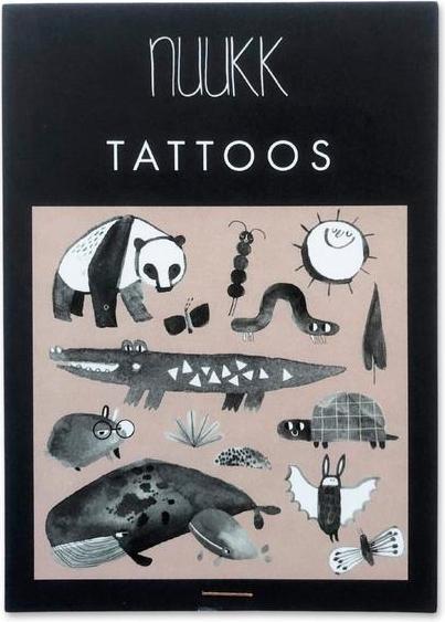 Actual product image Nuukk Organic children's tattoo crocodile & friends black and white