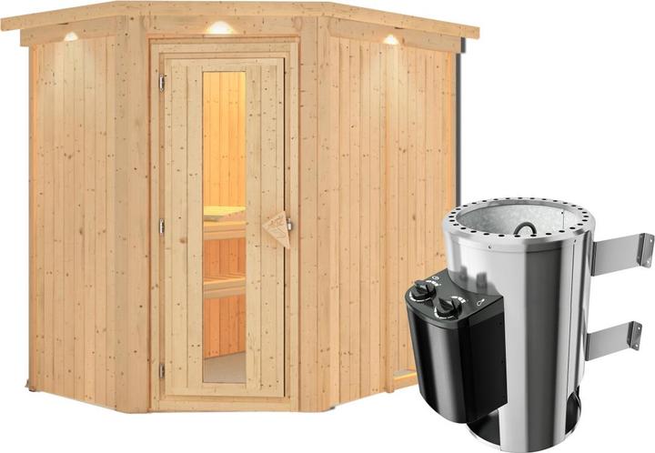 Image du produit Karibu Sauna Caspin accès d'angle, couronne (Contrôle interne Plug & Play 3,6 KW)