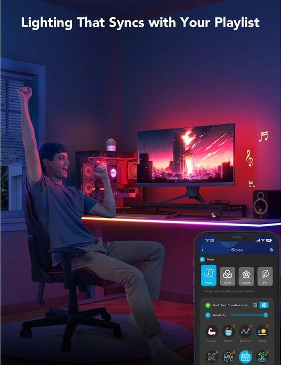 Actual product image Govee LED Stripe Neon Gaming Table (RGBIC, 300 cm, Indoor)