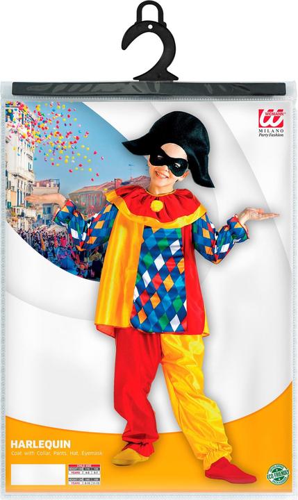 Produktbild Widmann Harlequin Kostüm: Mit Kragen, Hose, Hut, Maske (128)