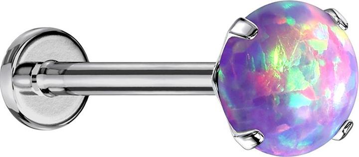 Star Piercing Micro Threadless Labret silber Opal violett gefasst (Titan G23, ohne Messing)