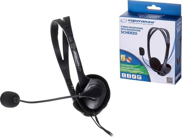 Actual product image Esperanza EH102 Headphones & Headset Wired Headband Call/Music Black (Cable)