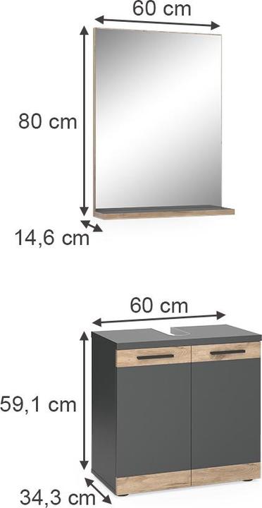 Immagine prodotto Vicco Badmöbel-Set Niko, Anthrazit/Viking Oak, mit Spiegel