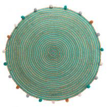 Produktbild Douceur D'intérieur runder Teppich + Pompons, Durchmesser 90 cm, schli (90 x 90 x 0.5 cm)