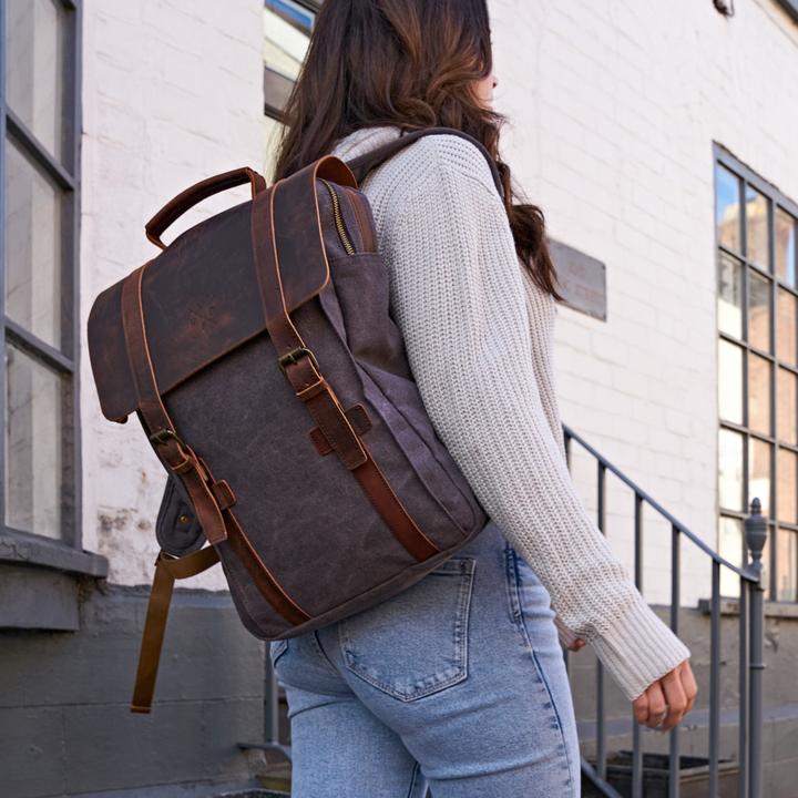 Immagine prodotto Only-Bags.Store Zaino in tela, zaino in pelle resistente, elegante borsa per computer portatile da 15 pollici (14 l)