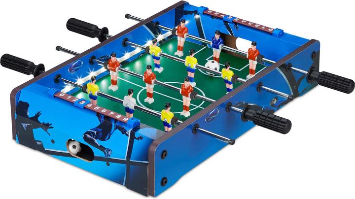 Relaxdays Biliardino Calcio Balilla da Tavolo, Blu