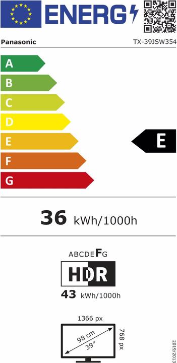 Energy Label Panasonic TX-39JSW354 (39", JSW354, LCD, HD, 2021)