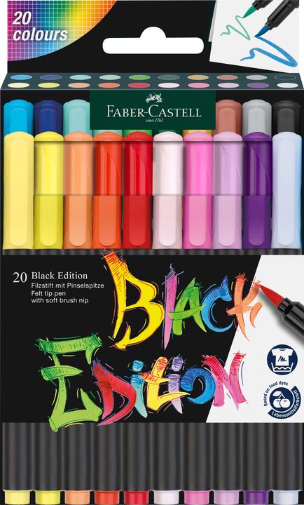 Actual product image Faber-Castell Brush Pen Black Edition (Multicoloured, 20 x)