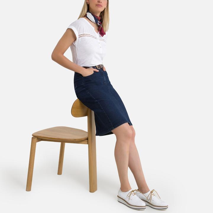 Actual product image Anne Weyburn Stretch denim denim skirt (36)