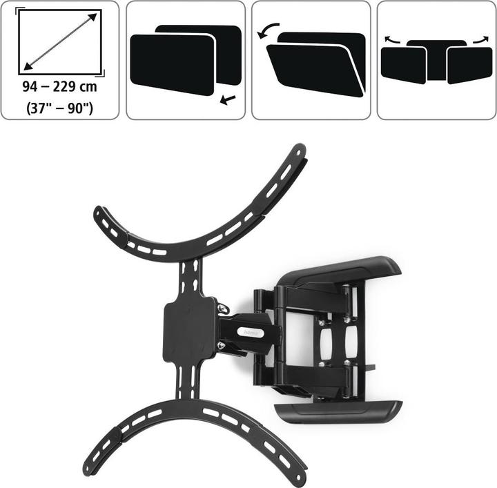 Actual product image Hama TV wall bracket, swivel, tilt, extendable, 229 cm (90") up to 50 kg (Wall, 90", 50 kg)