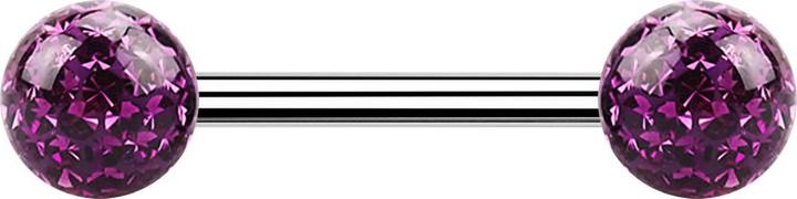 Immagine prodotto Star Piercing Barbell silver con due sfere di cristallo strato protettivo epossidico viola (Acciaio chirurgico 316L, senza ottone)