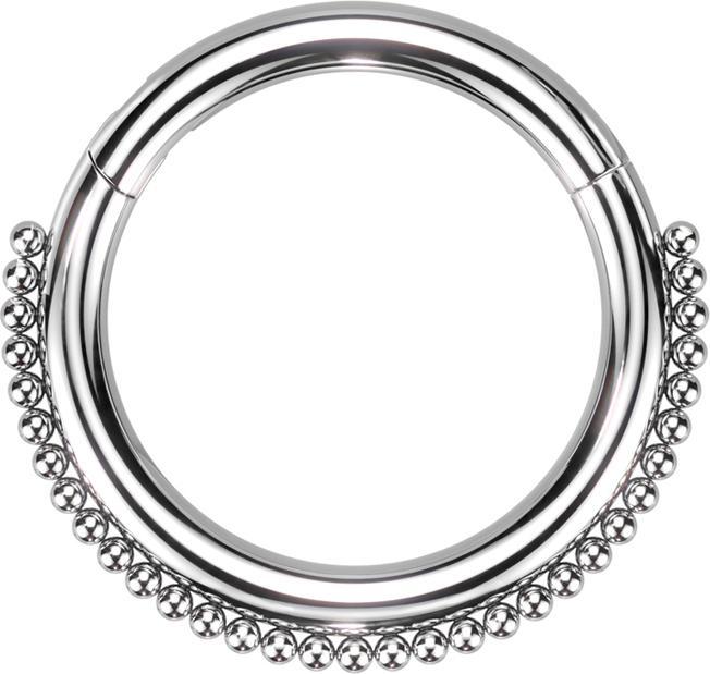 Produktbild Star Piercing Micro Segmentring klappbar silber mit kleinen Kugeln (ohne Messing, Chirurgenstahl 316L)