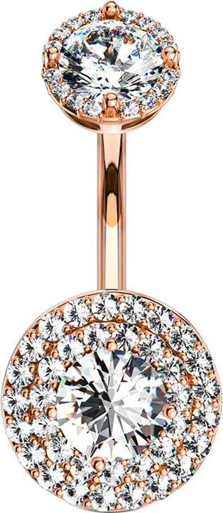 Produktbild Star Piercing Banane Innengewinde rosegold doppel Kristall Gepflastertes Schild (Chirurgenstahl 316L, Messing)