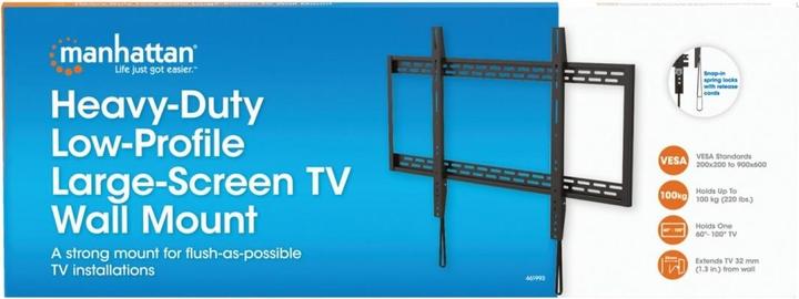 Actual product image Manhattan Heavy-Duty Low-Profile Large-Screen TV Wall Mount (Wall, 100", 100 kg)