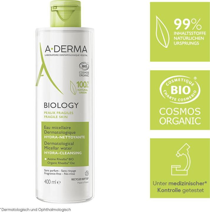 Actual product image A-Derma Biology Dermatological Micellar Water Hydra-Cleansing (Micelle water, 400 ml)