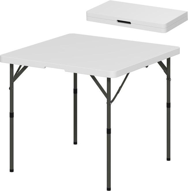 Actual product image Swisshandel24 Picknicktisch, Klappbarer Campingtisch, in zwei Höhen einstellbar, Weiss