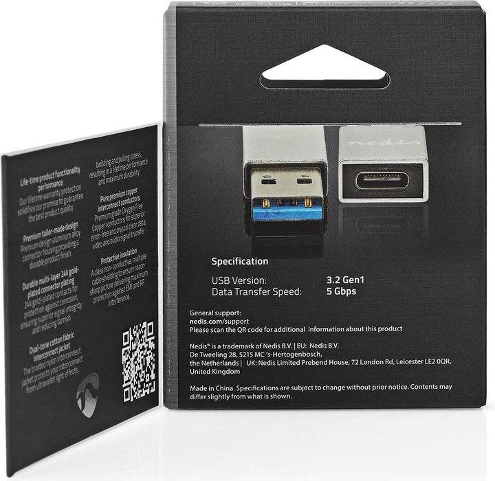 Immagine prodotto Nedis Adattatore da USB-A a USB-C, 5Gbps - Argento (USB-A, USB tipo C)
