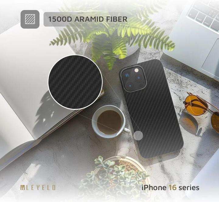 Actual product image Levelo Sergei 1500D Aramid Fibre Case (Apple iPhone 16 Pro Max)