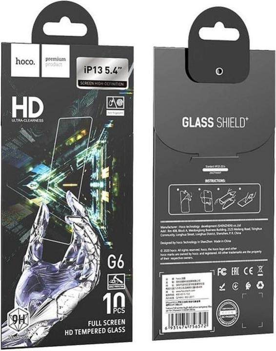 Immagine prodotto Hoco Vetro blindato G6 9H - iPhone 13 Mini - Vetro di protezione del display premium (1 Pezzo/i, Apple iPhone 13 mini)