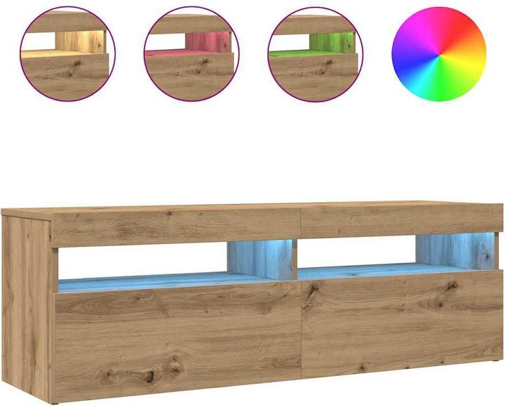 Image du produit VidaXL TV Schrank Lowboard Fernsehschrank Fernsehtisch mit LED Artisan-Eiche (120 x 35 x 40 cm)