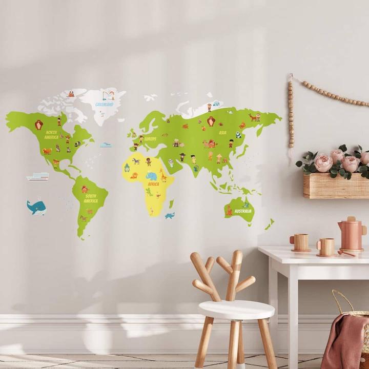 Immagine prodotto Trenddeko Mappa del mondo divertente per bambini (180 x 114 cm)