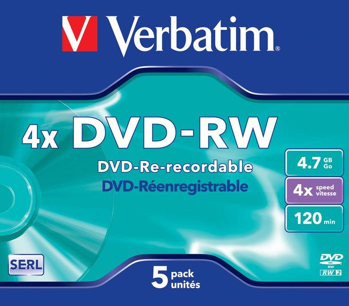 Produktbild Verbatim DVD-RW, 4x, 4.7GB, 5er Pack (5 x)