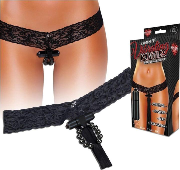 Produktbild Hustler Vibrating Panties with pleasure beads black M/L (M/L)