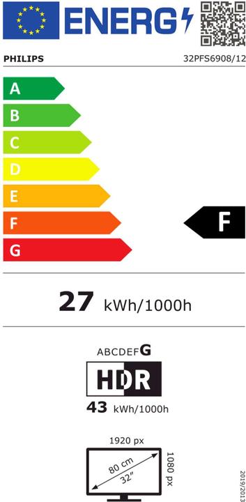 Energy Label Philips 32PFS6908/12 (32", PFS6908, LED, Full HD, 2023)