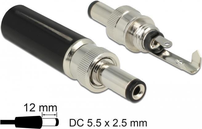 Produktbild Delock Steckverbinder DC 5,5 x 2,5 mm mit Länge 12,0 mm Hohlstecker