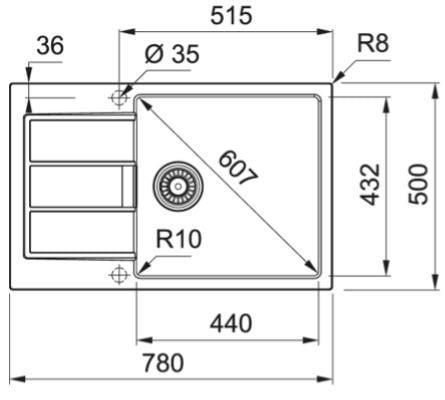 Actual product image Franke SINK TECTONITE SIRIUS 143.0590.223 GREY (Fitted sink, 50 cm, 78 cm)