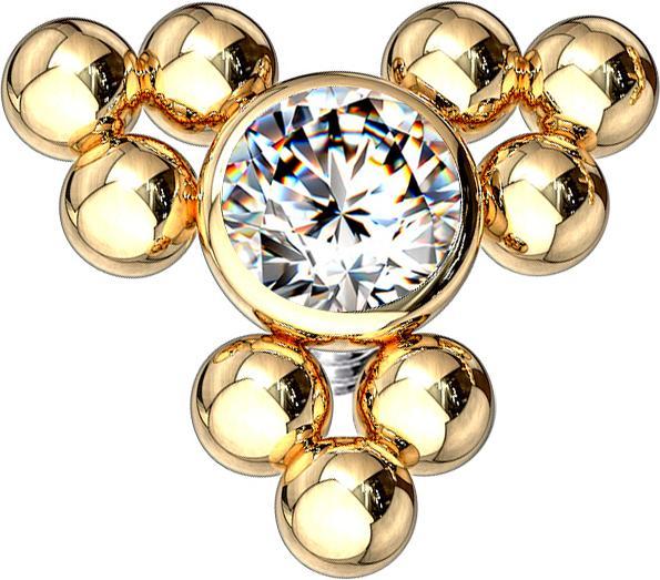 Produktbild Star Piercing Dermal Anchor vergoldet Kugeln Dreieck (ohne Messing, Chirurgenstahl 316L)