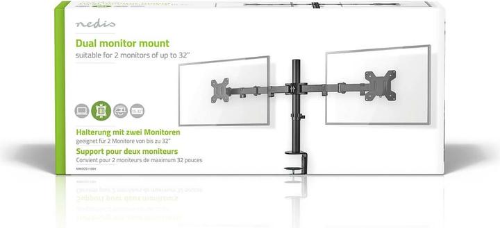 Produktbild Nedis Schreibtisch Monitorhalterung | 2 Bildschirm(e) | 15 - 32 " | 75x75 / 100x100 | Vollbeweglich (Tisch, 32")