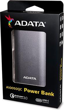 Actual product image Adata PowerPack A10050QC Titanium (10050 mAh, 23 W, 37.19 Wh)