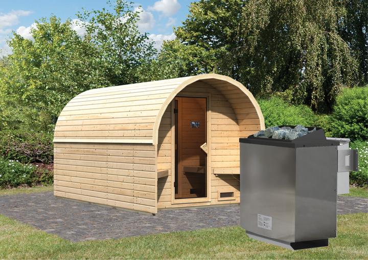 Actual product image Karibu 38 mm sauna barrel house 3 (9 KW Bio external control)